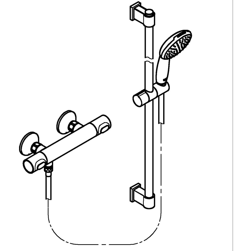 Baterie dus GROHE Precision Flow 34805001, aparenta, set de dus, termostat, alama, crom