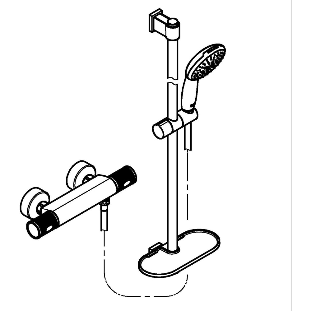 Baterie dus GROHE Precision Feel 34853001, aparenta, set de dus, termostat, alama, crom