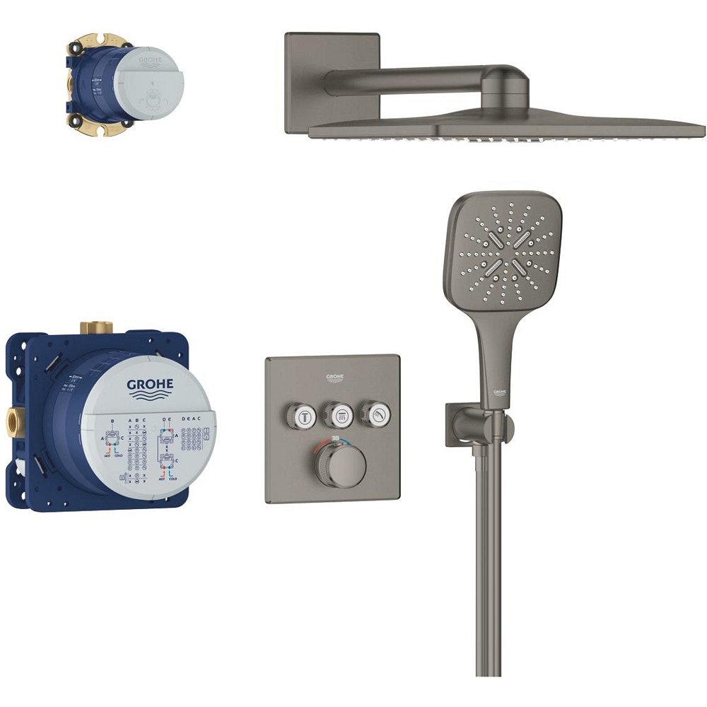 Sistem dus GROHE Grohtherm SmartControl 310 Cube 34864AL0, incastrat, termostat, 3 functii, grafit
