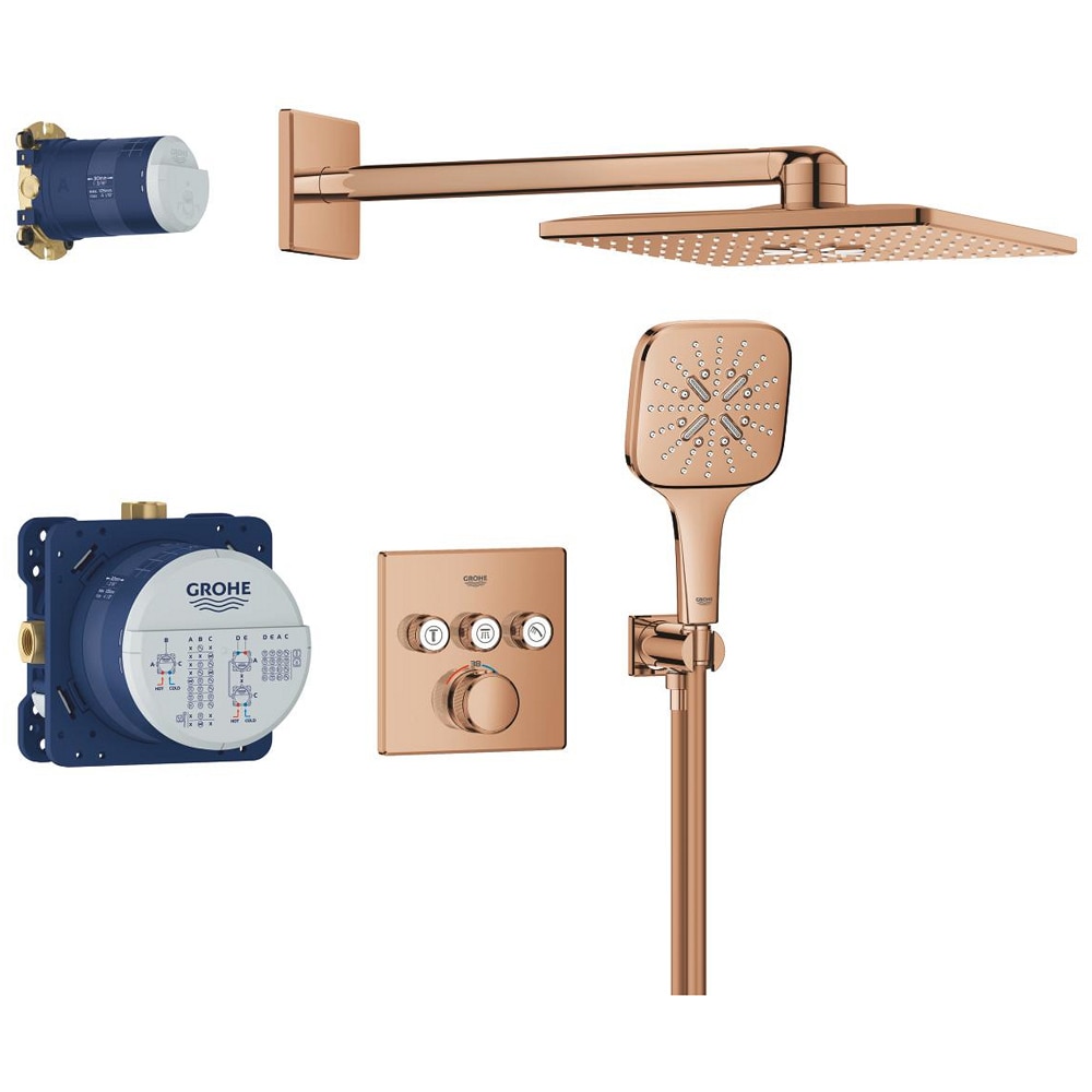Sistem dus GROHE Grohtherm SmartControl 310 Cube 34864DA0, incastrat, termostat, 3 functii, cupru