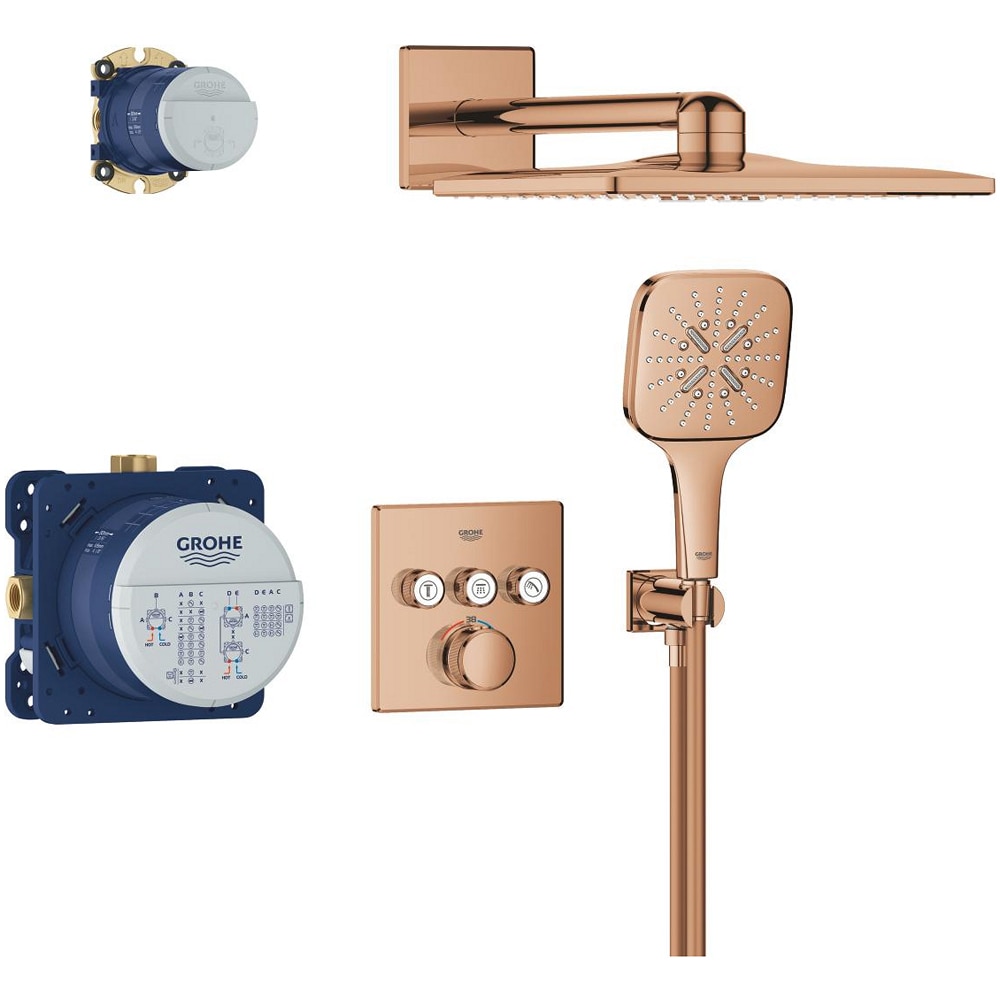 Sistem dus GROHE Grohtherm SmartControl 310 Cube 34864DA0, incastrat, termostat, 3 functii, cupru