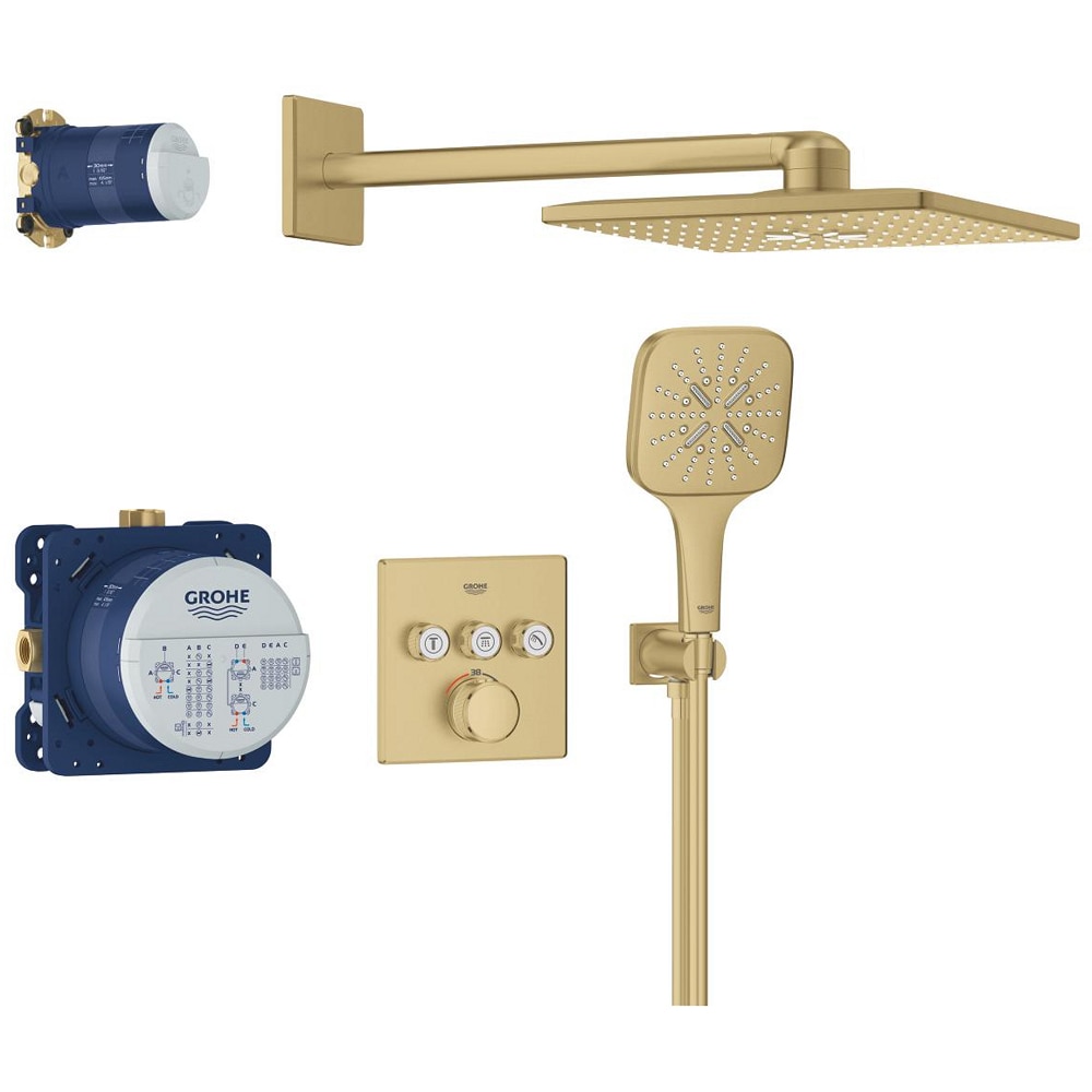 Sistem dus GROHE Grohtherm SmartControl 310 Cube 34864GN0, incastrat, termostat, 3 functii, auriu