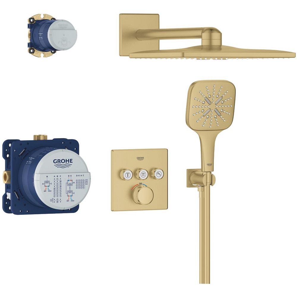 Sistem dus GROHE Grohtherm SmartControl 310 Cube 34864GN0, incastrat, termostat, 3 functii, auriu