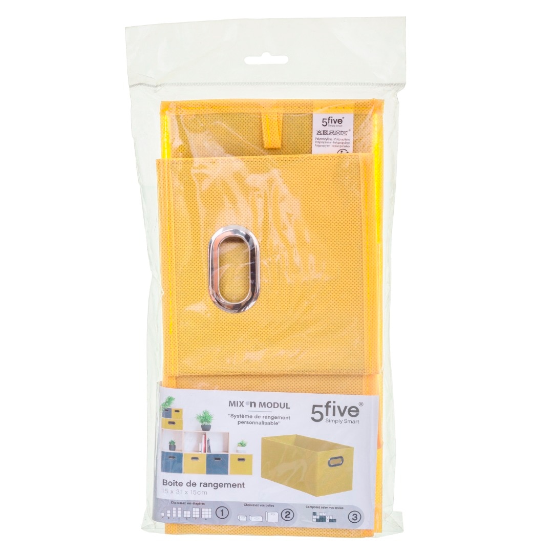 Cutie depozitare panza 15 x 15 x 31 cm, galben