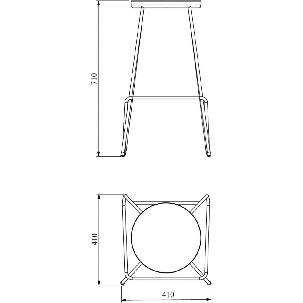 Scaun bar Maloux, otel, 40 x 40 x 71 cm, maro-negru