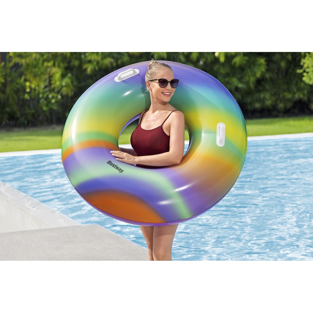 Colac de inot gonflabil cu manere BESTWAY, 119 cm, 12 ani+, capacitate maxima 100 kg, multicolor