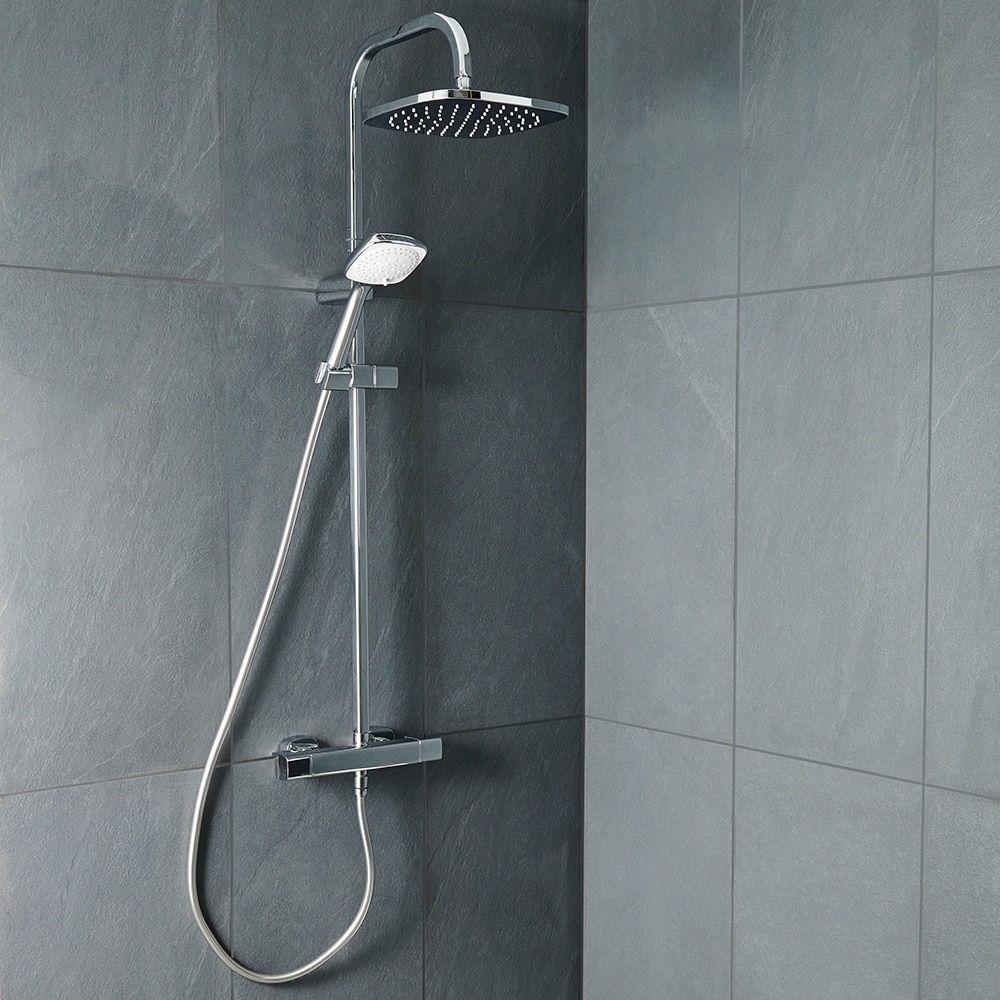 Sistem dus GOODHOME Teesta, termostat, 3 functii, argintiu