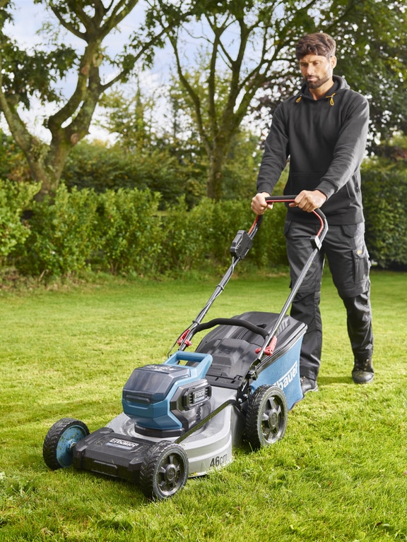 Masina de tuns gazon, motor electric, Erbauer, 1200 W, latime taiere 46 cm, sac colector 50 L