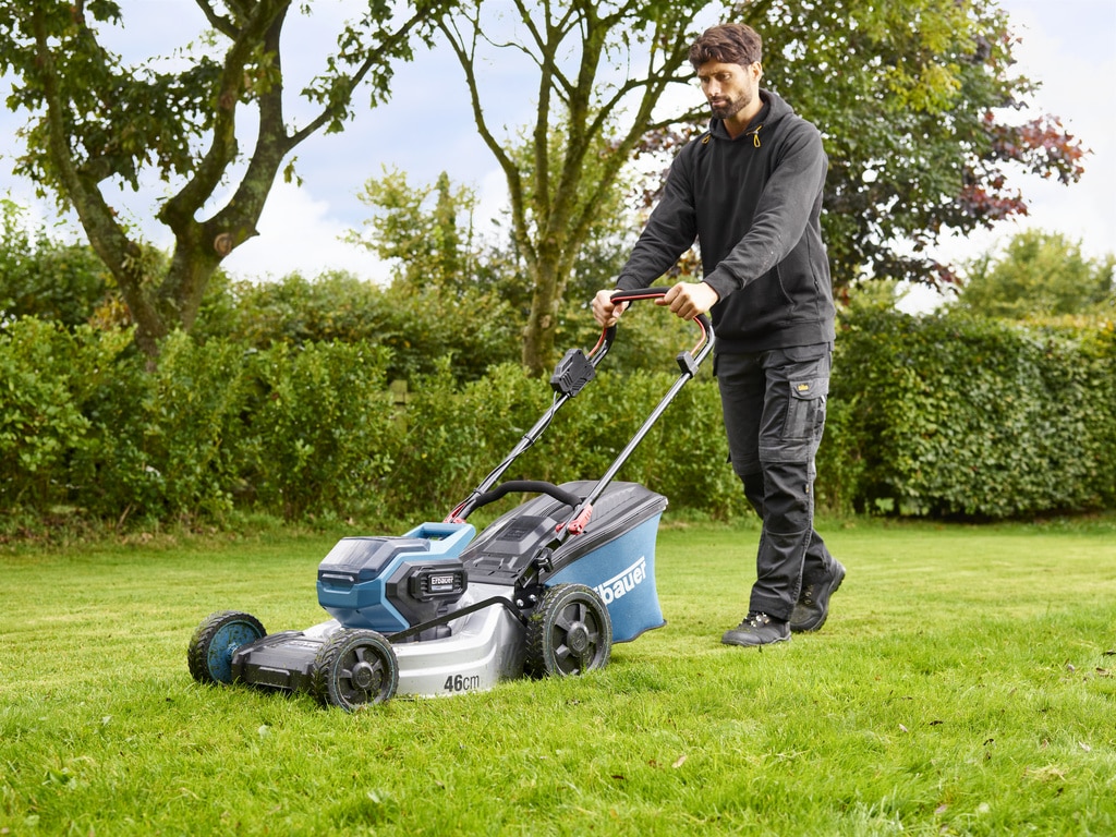 Masina de tuns gazon, motor electric, Erbauer, 1200 W, latime taiere 46 cm, sac colector 50 L