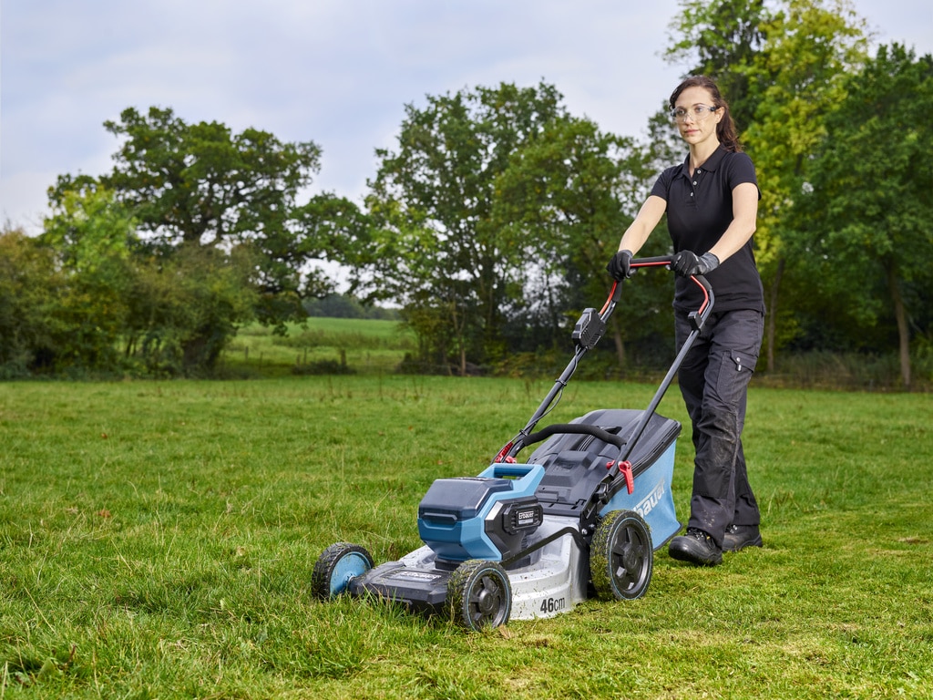 Masina de tuns gazon, motor electric, Erbauer, 1200 W, latime taiere 46 cm, sac colector 50 L