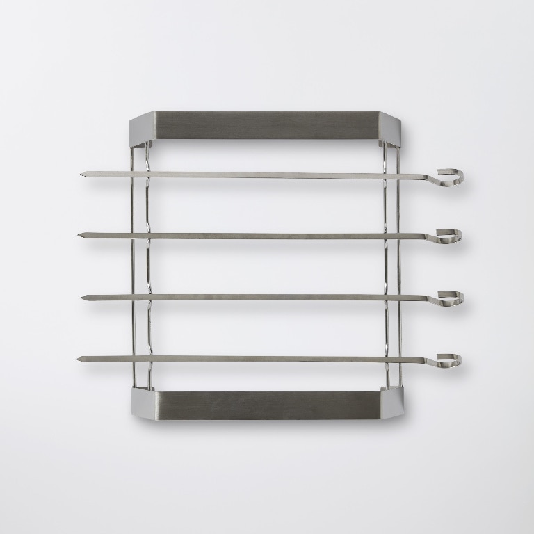 Set tepuse gratar cu suport GoodHome Rockwell, 4 tepuse, otel inoxidabil