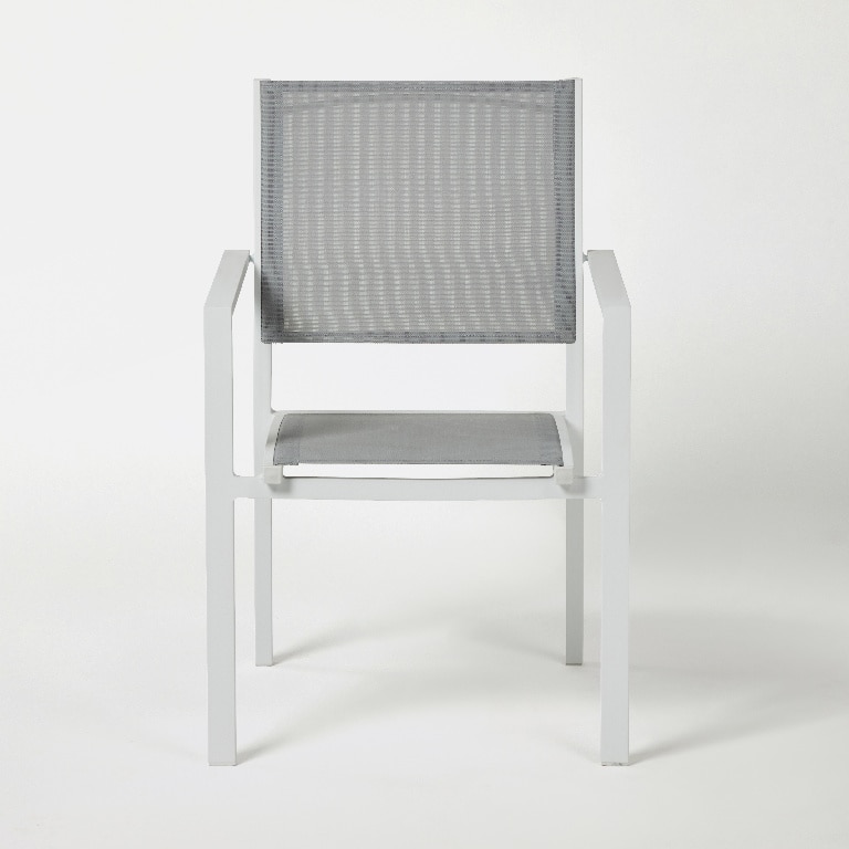 Scaun de gradina GOODHOME Barbana, 86 x 56 x 59 cm, sarcina max 100 kg, aluminiu si panza, gri