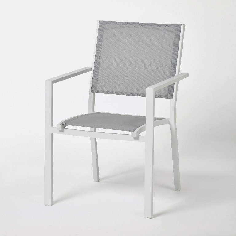 Scaun de gradina GOODHOME Barbana, 86 x 56 x 59 cm, sarcina max 100 kg, aluminiu si panza, gri