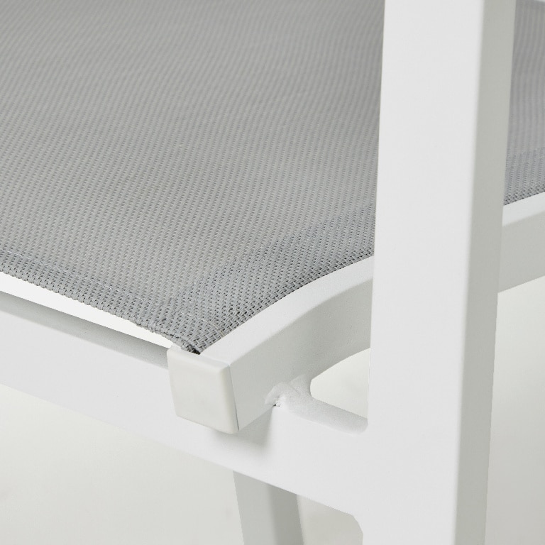 Scaun de gradina GOODHOME Barbana, 86 x 56 x 59 cm, sarcina max 100 kg, aluminiu si panza, gri