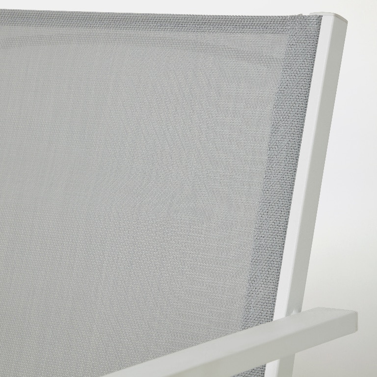 Scaun de gradina GOODHOME Barbana, 86 x 56 x 59 cm, sarcina max 100 kg, aluminiu si panza, gri