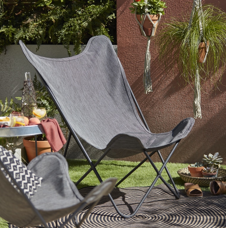 Scaun de gradina, gri, otel, 82 x 81 x 100 cm • Mataso