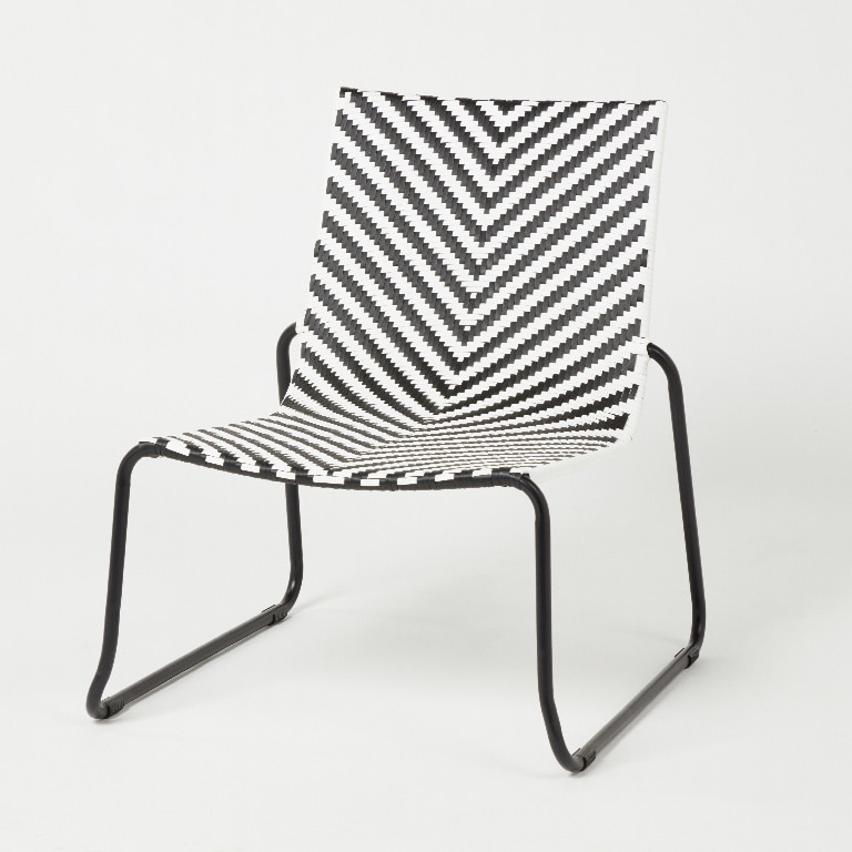 Scaun de gradina BLOOMA Morillo, 75.5 x 66.3 x 71 cm, sarcina max 100 kg, otel si panza, negru/alb