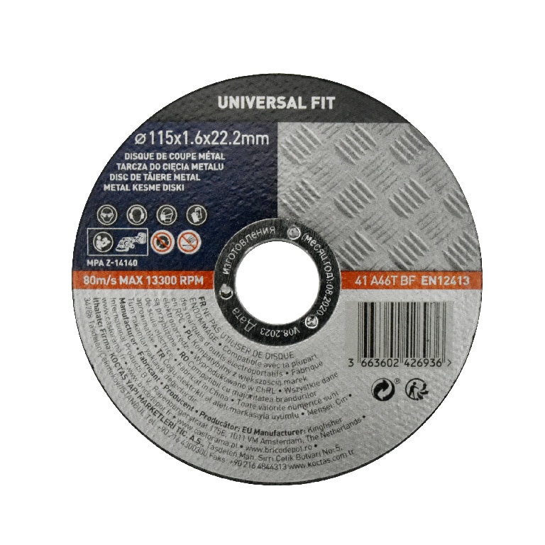 Disc taiere metal Universal Fit, 115 x 1.6 mm