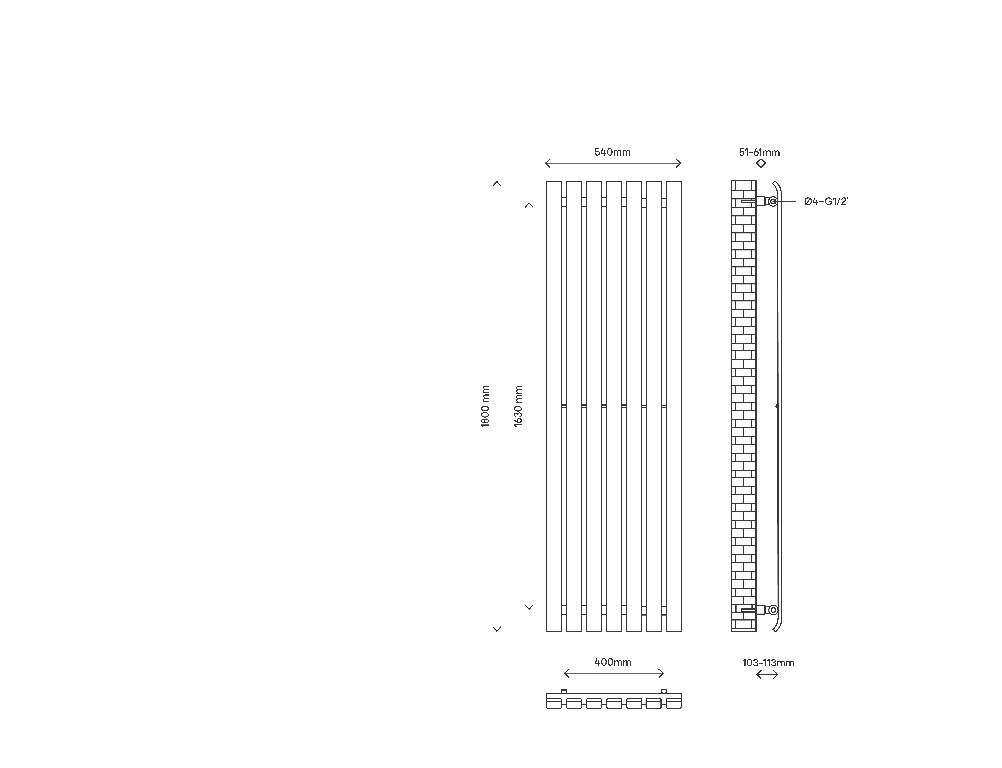Radiator otel, GoodHome Wilsona, 1800 x 540 mm