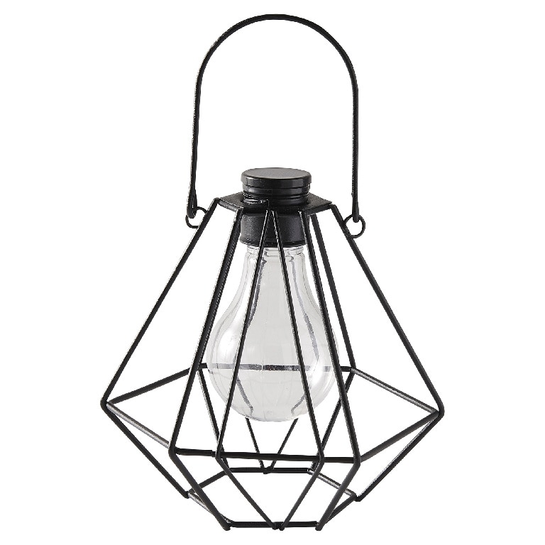 Mini lampa solara LED, metal, negru, 1 bucata