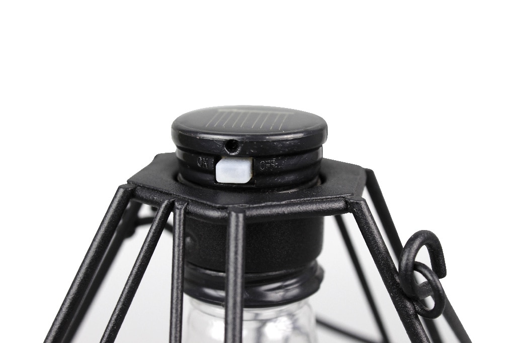 Mini lampa solara LED, metal, negru, 1 bucata