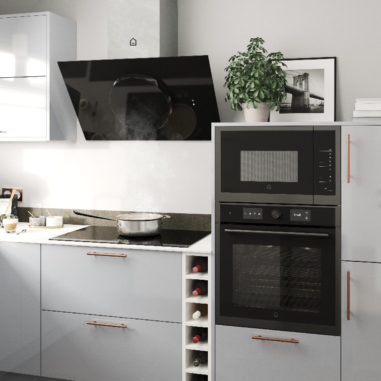 Hota unghiulara, negru, 151W, A++, 900 x 1130 x 380 mm  GoodHome Bamia