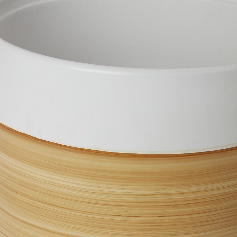 Ghiveci din argila, alb, forma rotunda, efect de lemn, 27.8 cm diametru  GoodHome