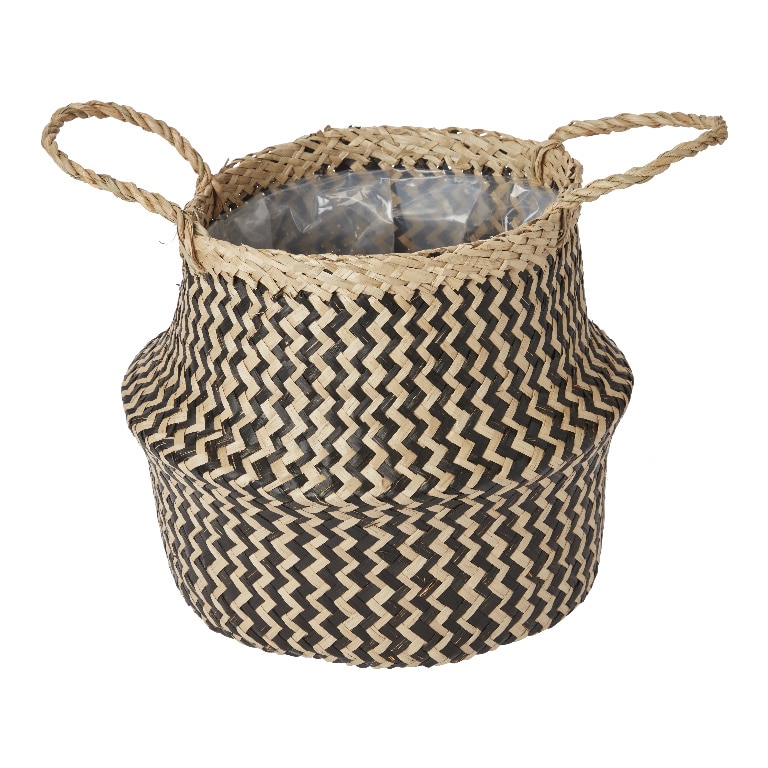 Ghiveci din iarba de mare, negru, forma rotunda, 21 cm diametru • GoodHome