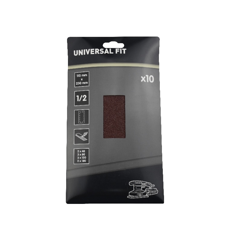 Set 10 foi abrazive smirghel 1/2 Universal Fit, asortate, 230 x 115 mm
