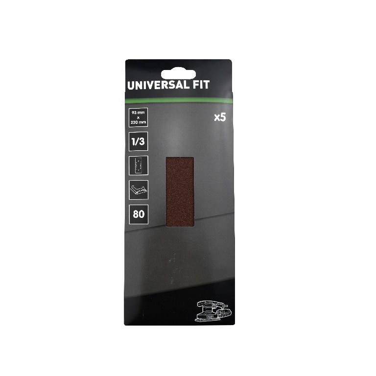 Set 5 foi abrazive smirghel 1/3 Universal Fit, 230 x 93 mm, granulatie P80 G