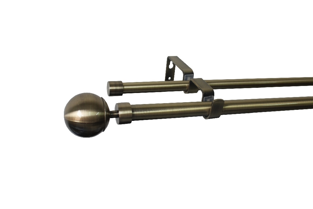 Set galerie dubla extensibila, metal, 210/120 cm, diametru 19 cm, auriu  GoodHome Antiki