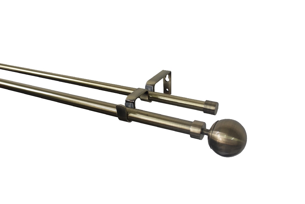 Set galerie dubla extensibila, metal, 210/120 cm, diametru 19 cm, auriu  GoodHome Antiki