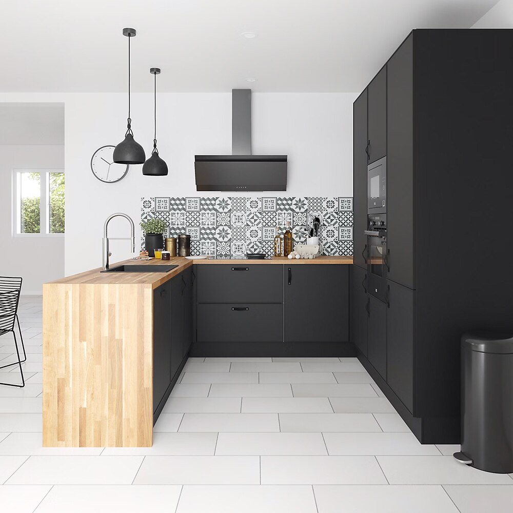 Front usa GOODHOME Pasilla, MDF, 40 x 72 x 2 cm, negru mat