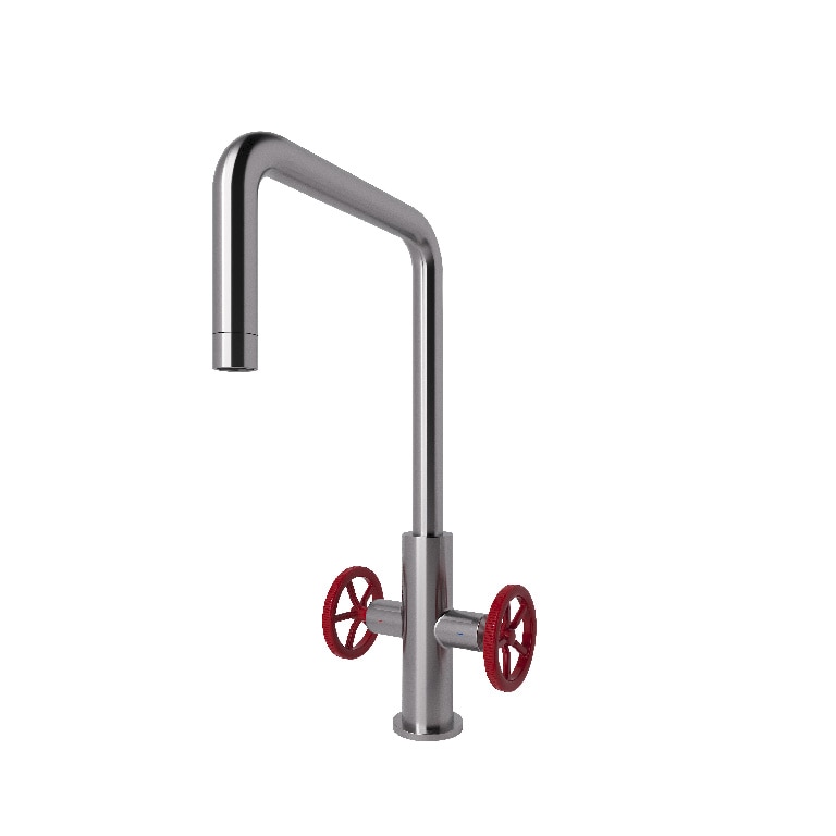 Baterie bucatarie GoodHome Kamut, pipa inalta, alama, inox