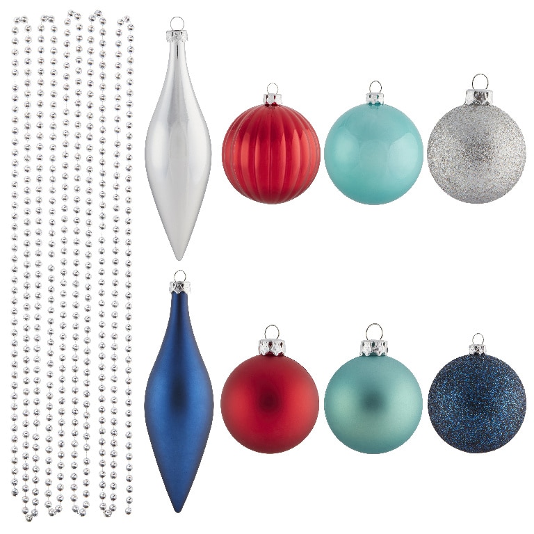 Set 25 decortiuni pentru brad Craciun, diverse marimi si forme, plastic, multicolor