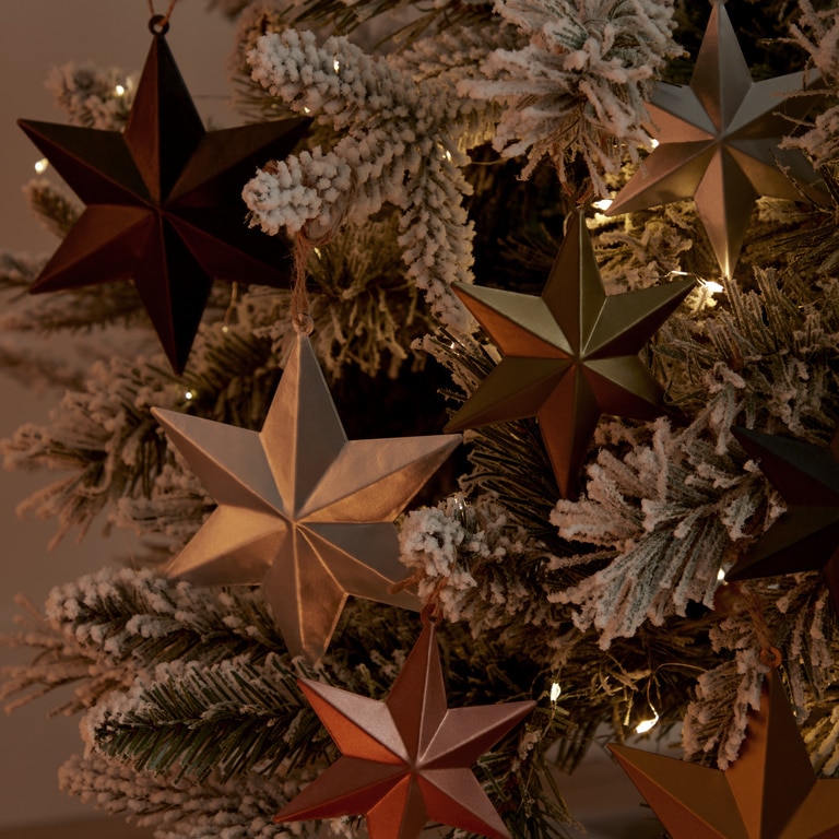 Set 12 Decoratiuni Stea pentru brad Craciun, diverse marimi, metal, multicolor