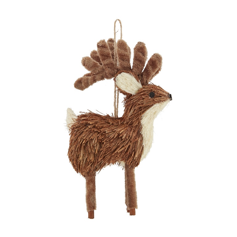 Decoratiune Ren rustic pentru brad Craciun, lemn, maro