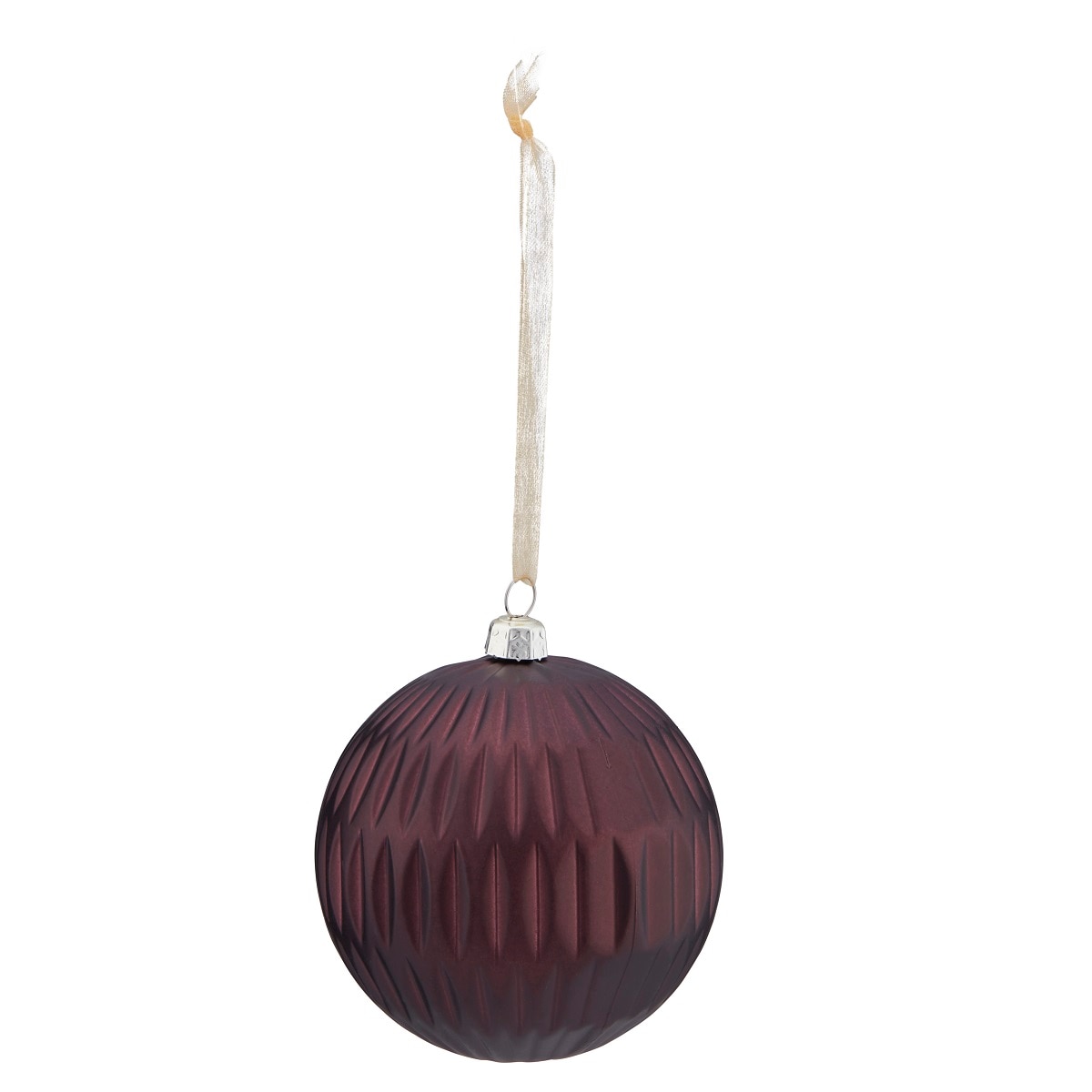 Glob pentru brad Craciun, 8 cm, sticla, grena cu striatii