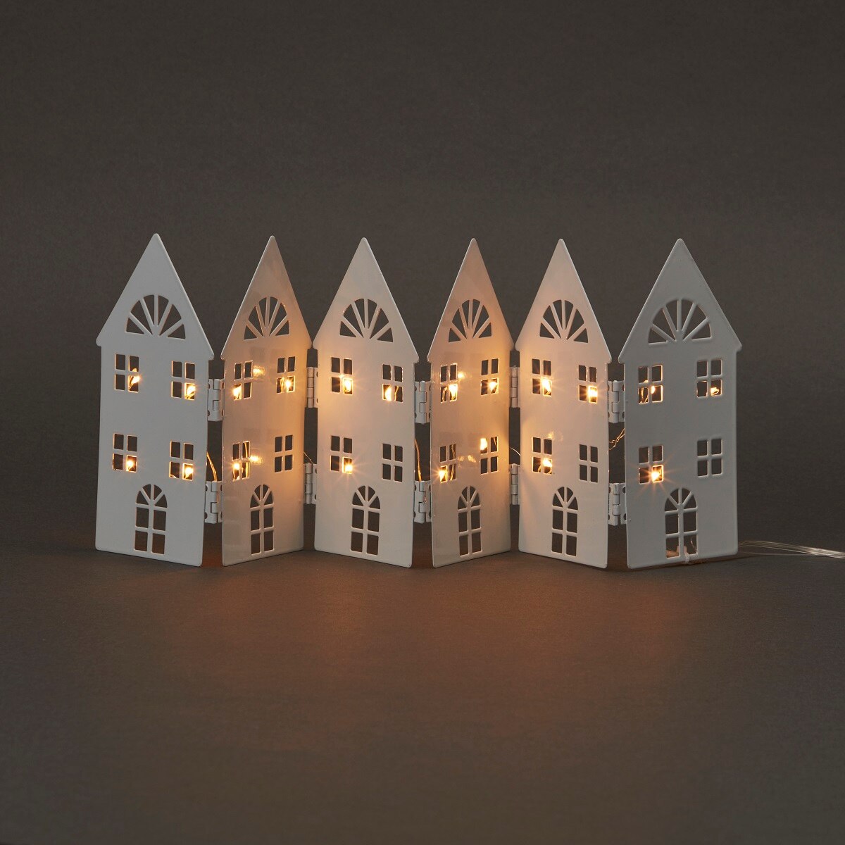 Decoratiune casuta pliabila metalica LED, iluminat alb cald