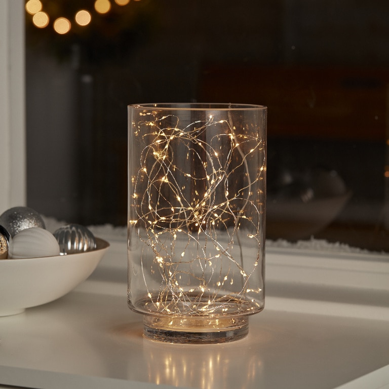 Instalatie Craciun 100 LED-uri, 8 m, IP20, pe baterie, lumina cald