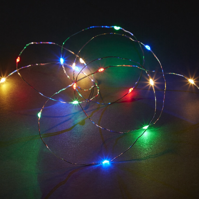 Instalatie Craciun 100 LED-uri, 8 m, IP20, pe baterie, lumina multicolora