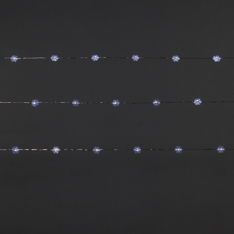 Instalatie Craciun cu fulgi de nea 100 LED-uri, 8.22 m, IP20, pe baterie, lumina alb rece