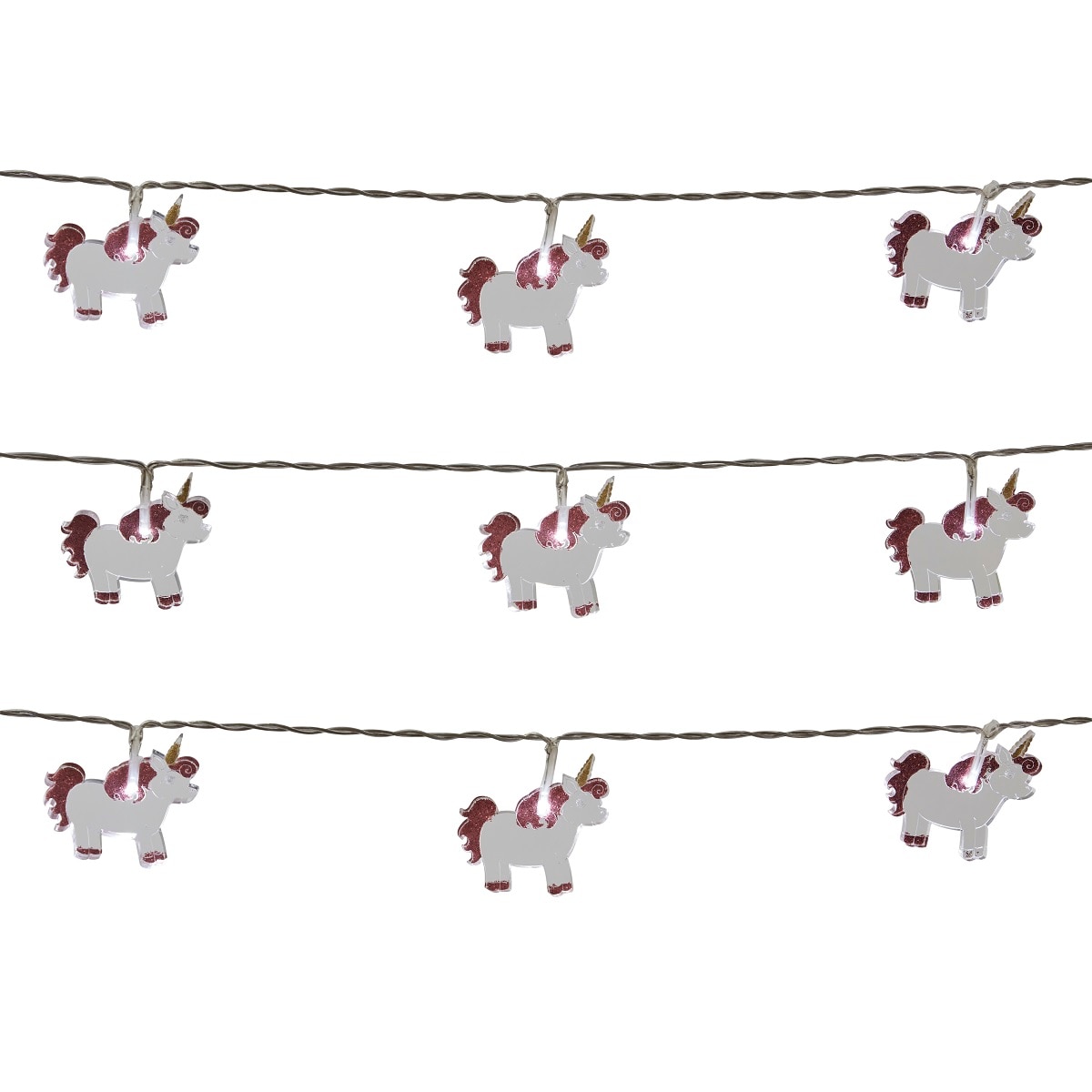 Intsalatie brad LED Unicorni, 10 leduri, iluminat alb rece