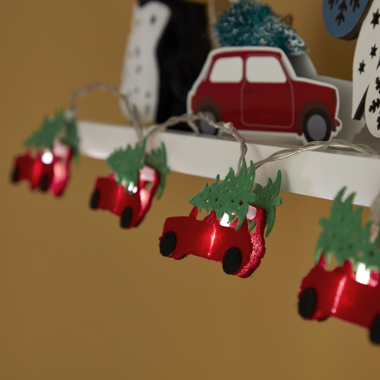 Instalatie brad LED masinute, 10 leduri, iluminat alb rece