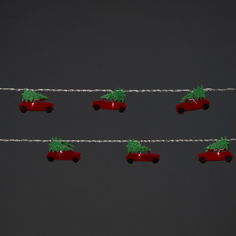 Instalatie brad LED masinute, 10 leduri, iluminat alb rece