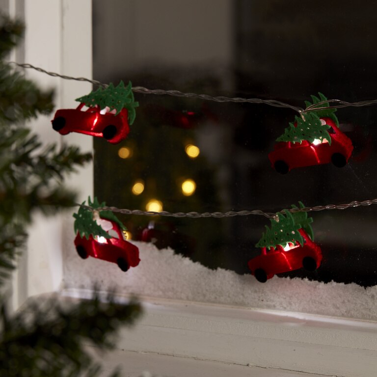 Instalatie brad LED masinute, 10 leduri, iluminat alb rece