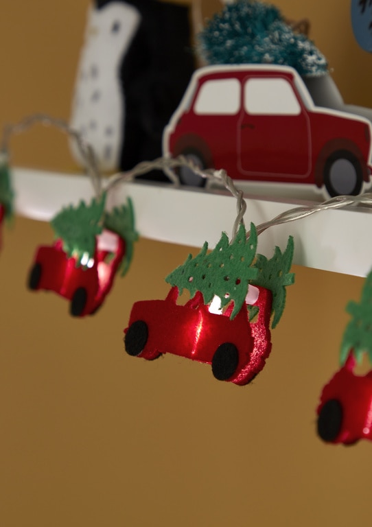 Instalatie brad LED masinute, 10 leduri, iluminat alb rece