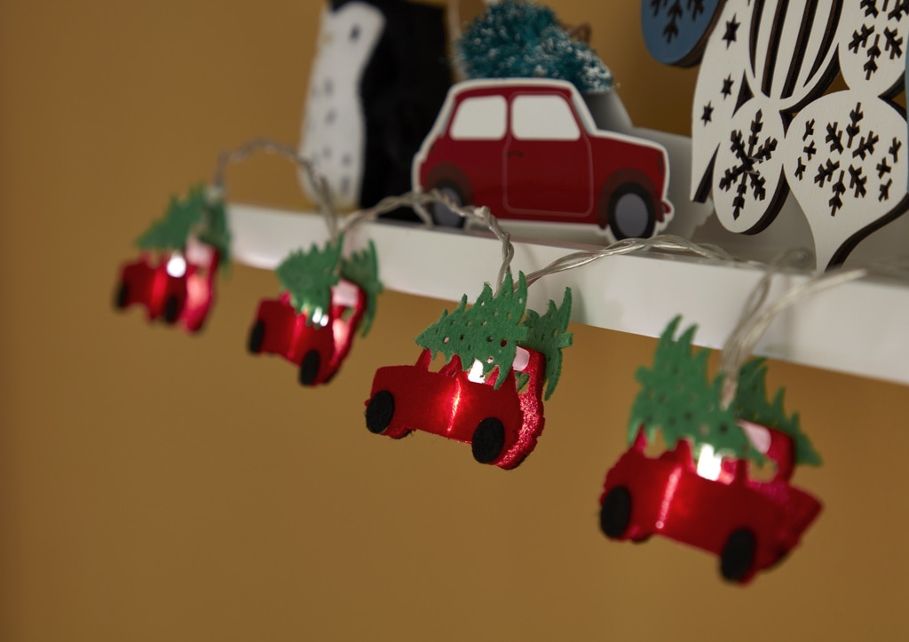 Instalatie brad LED masinute, 10 leduri, iluminat alb rece