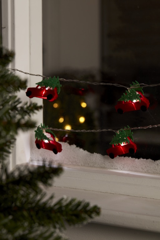 Instalatie brad LED masinute, 10 leduri, iluminat alb rece