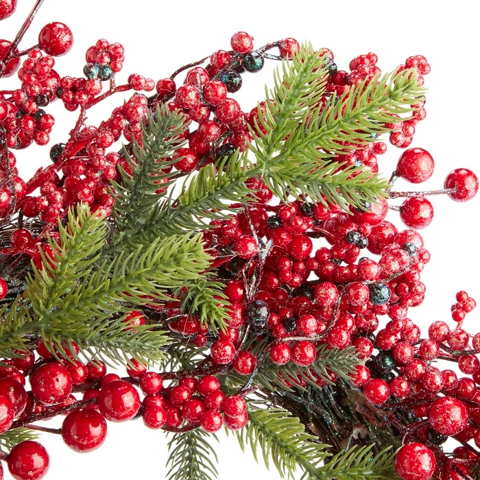 Coronita festiva cu fructe, 50 cm, polietilena, verde/rosu